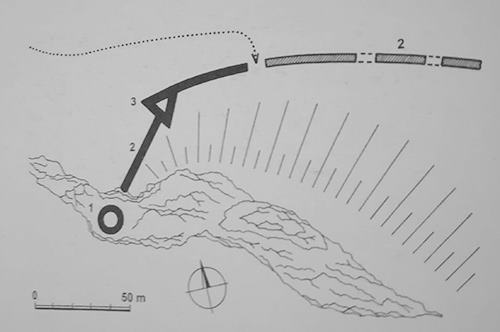 Legend to the ground plan:1 - round watchtower, 2 - defensive wall, 3 - triangular bastion