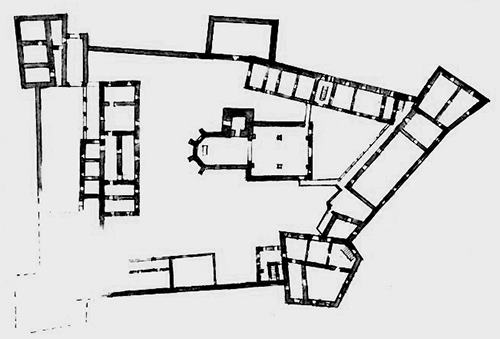 Legend to the ground plan:Sketch of the floor plan from 1767, as it has been preserved as not complete